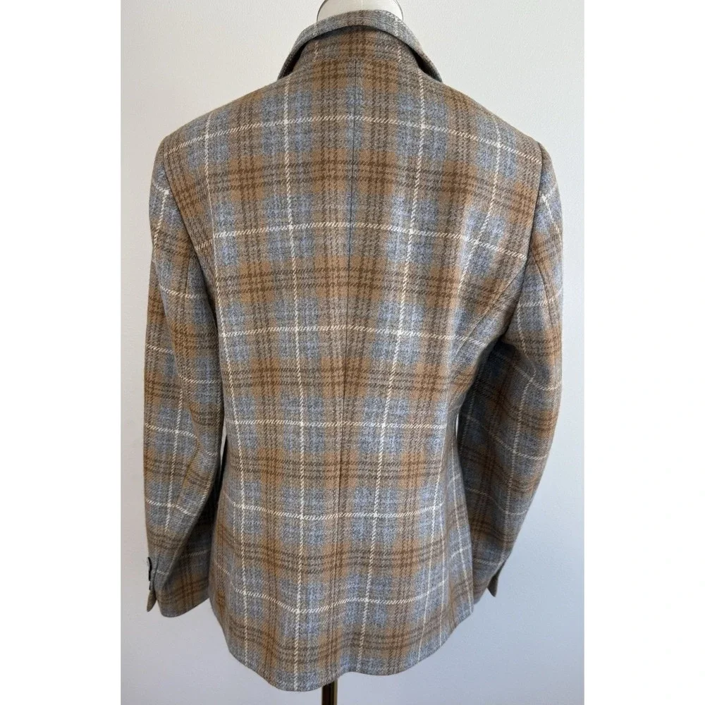 VTG Elegance Paris Plaid Button‎ Blazer Women's Medium Wool Blend Jacket Poland